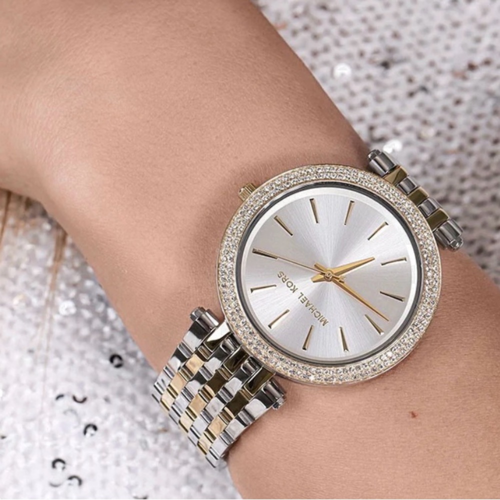 Michael Kors Darci Silver Dial Two Tone Stainless Steel Strap.